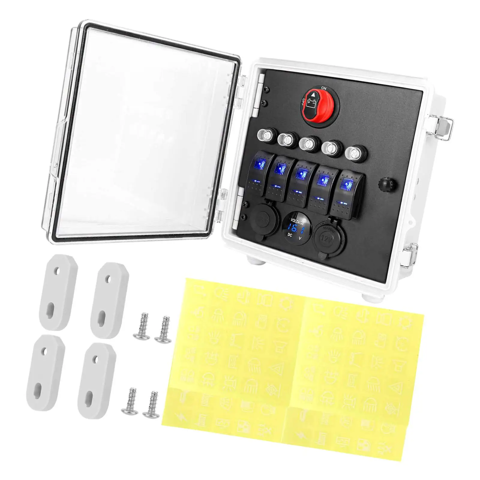 5-gang-rocker-switch-waterproof-box-weatherproof-with-voltmeter-usb-dustproof-versatile-parts-for-automotive-marine-rv