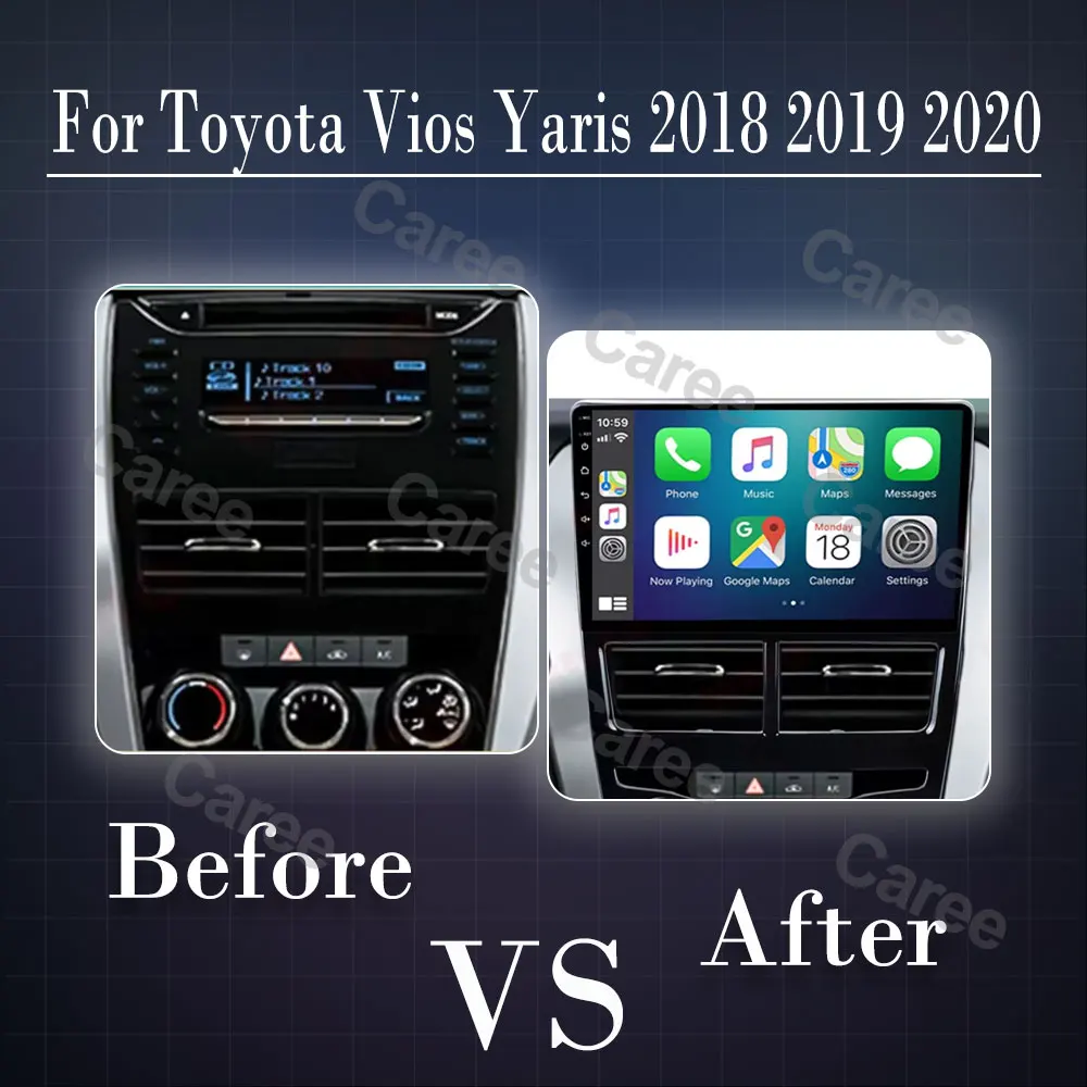 Android 16 Automatic System For Toyota Vios Yaris 2018 2019 2020 Navigation GPS Car Multimedia Video Player Stereo 4G Carplay