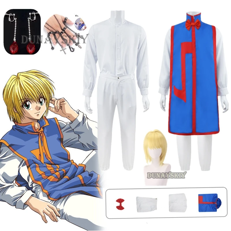 Kurapika-Disfraz de Anime Kurapika, nuevos uniformes, conjunto de pelucas, trajes de fiesta de Halloween, accesorios para mujeres y hombres