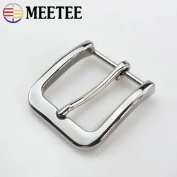 Meetee-メンズステンレススチールベルトバックル、メタルピンバックル、カウボーイジーンズアクセサリー、diyレザークラフトハードウェア、40mm、1個、2個、4個