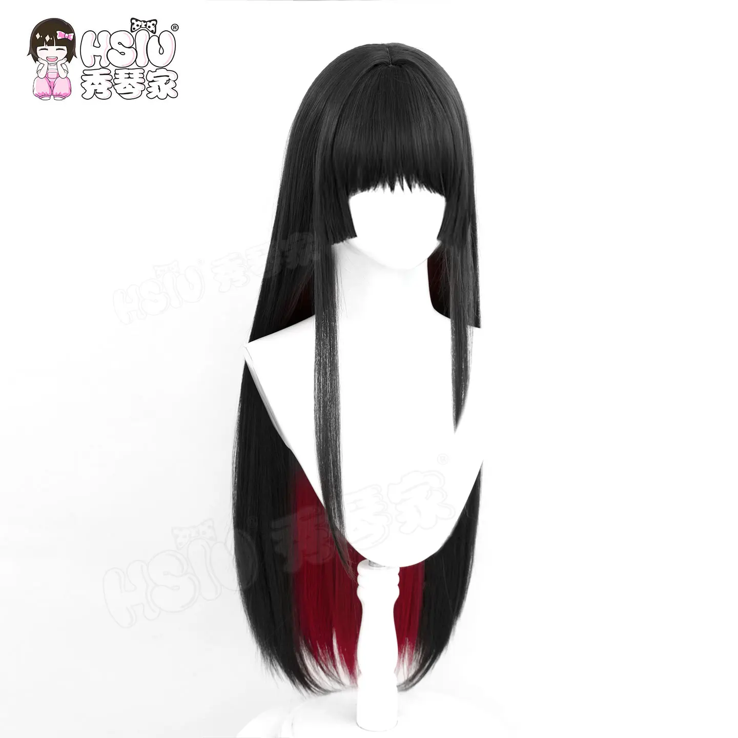 Game Magical Girl Witch Trial Nikaidou Hiro Cosplay Wig 80Cm long black hair Synthetic Wig+Wig cap Party Halloween Wig