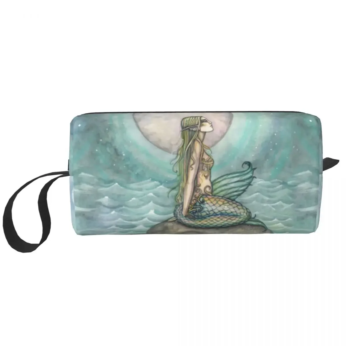 The Pastel Sea Mermaid Artwork Toiletry Bag for Women Molly Harrison Makeup Cosmetic Organizer Lady Beauty Storage Dopp Kit Case