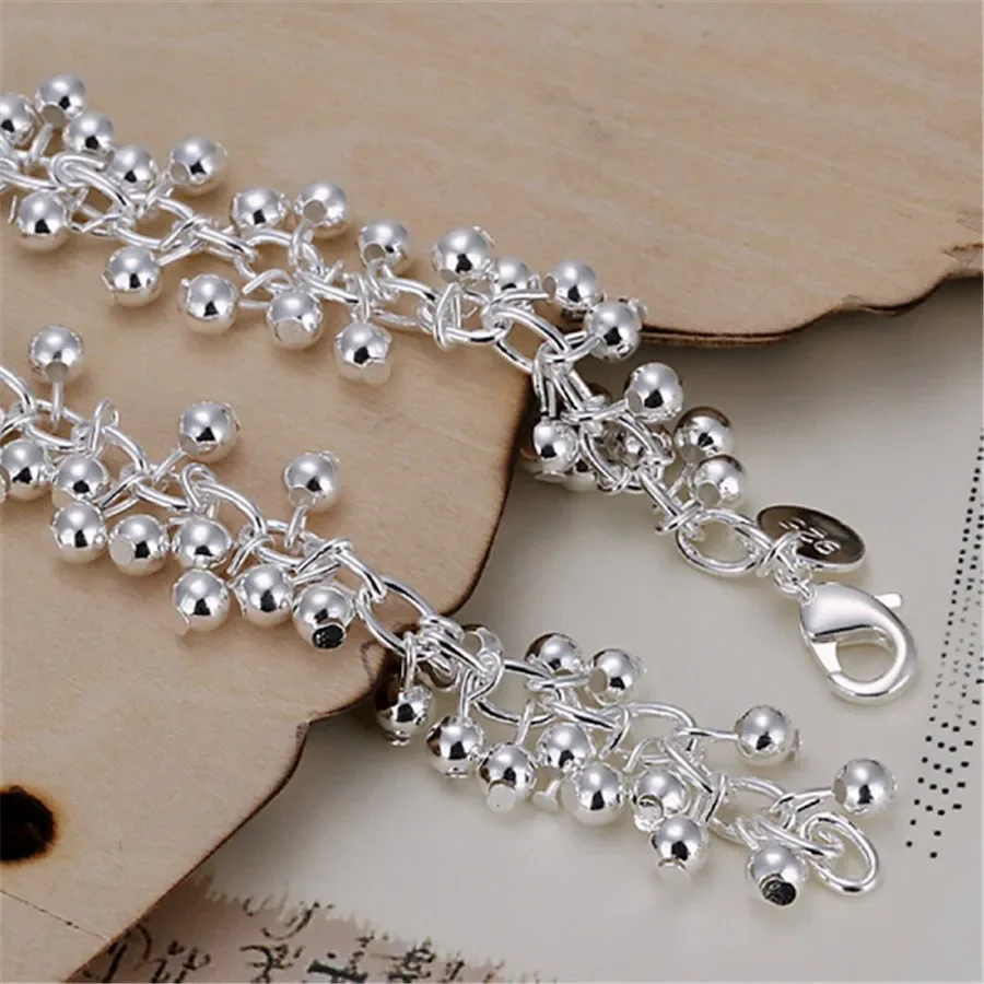 925 Silver Color Bracelets New Listings High quality Fashion Jewelry Christmas Gifts Grapes Pearl Bracelet