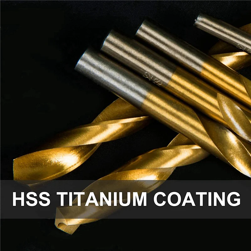 Y50A-Juego de brocas de metal de titanio para acero, madera, plástico, cobre, aluminio con estuche de almacenamiento, 1/16 pulgadas-3/8 pulgadas, 198 piezas