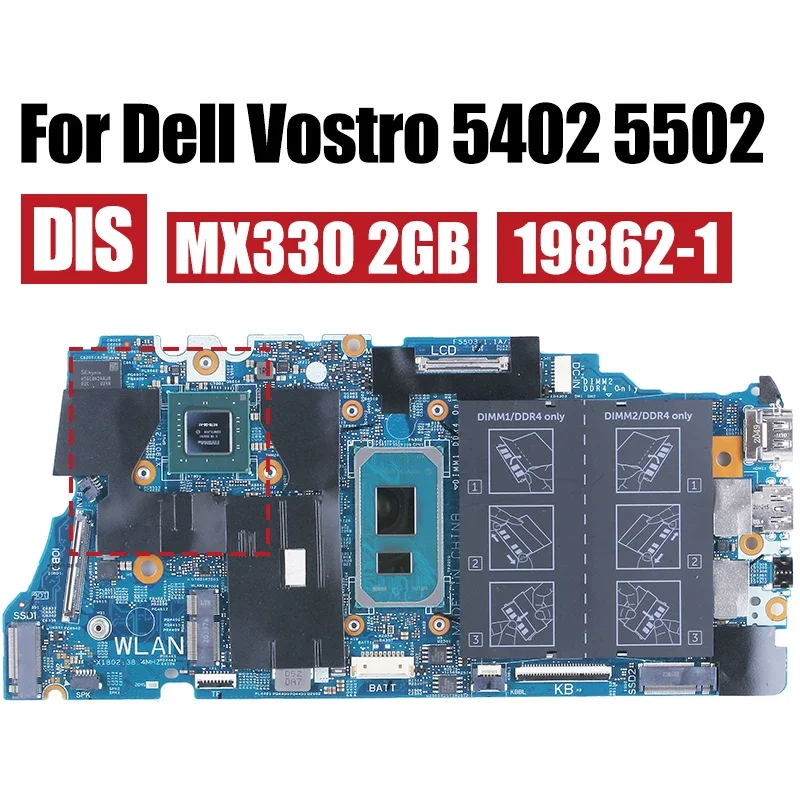 For Dell Vostro 5402 5502 Laptop Motherboard 19862-1 0G0XMN 04D2JV