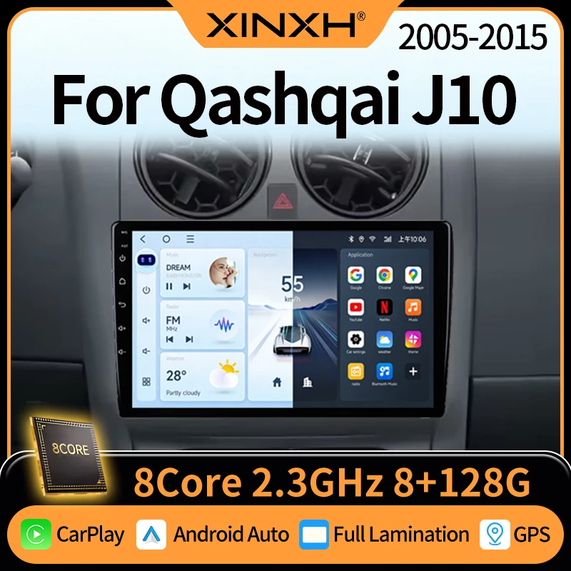 Wireless CarPlay & Wireless Android Auto Car Stereo for Nissan Qashqai J10 2006-2013, Dualis, Qashqai+2, GPS DSP 48-Band EQ