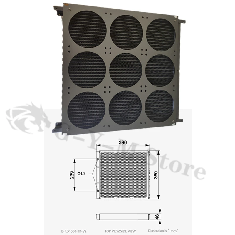 Bykski-Radiador De Refrigeração De Água, Ventilador Liquild De Computador, Cobre Vermelho, 2 Canais, 14 FPI, 120mm, Linha, B-RD1080-TK, 1080mm de Espessura, 46mm