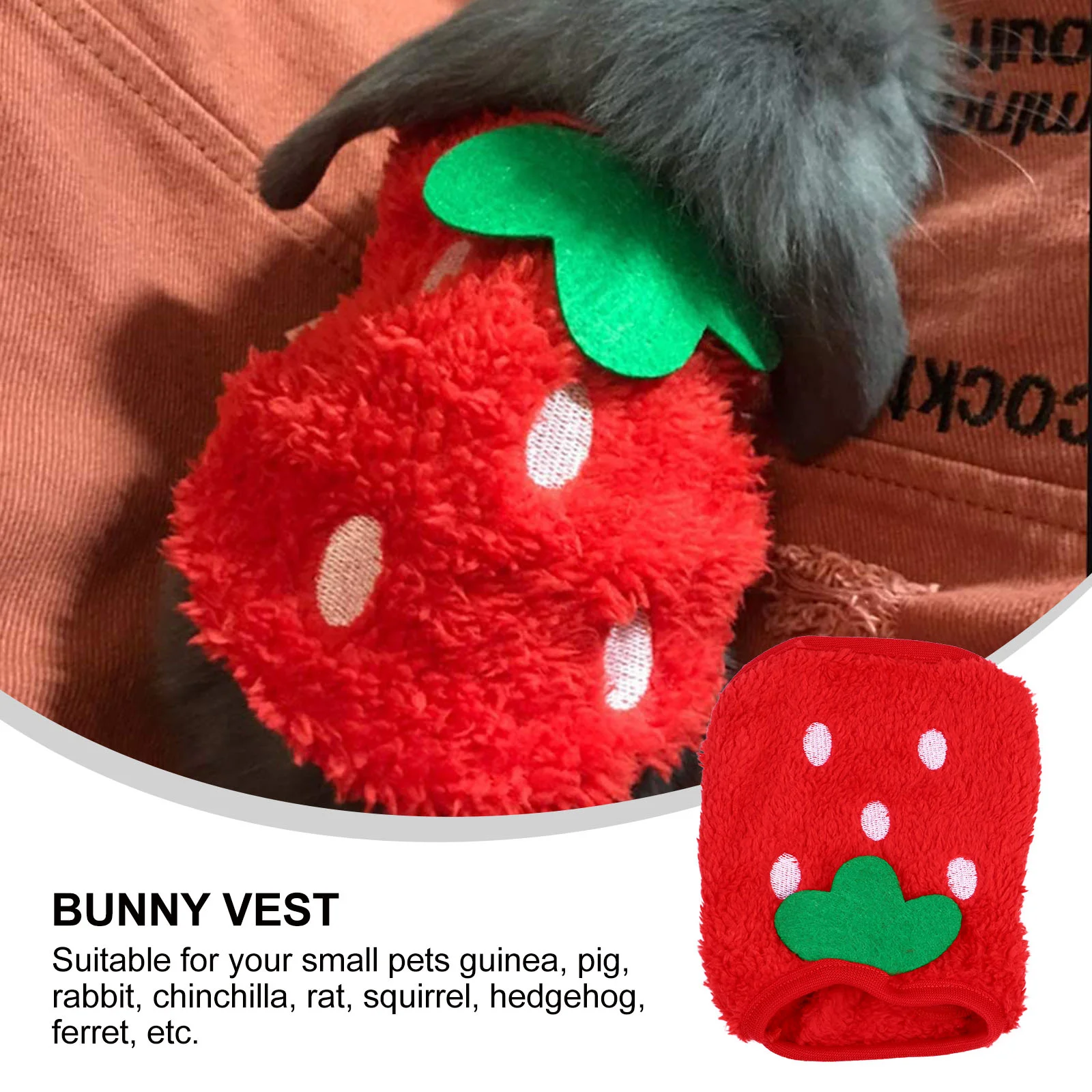 Kitten Toys Pet Winter Clothes Plush Warm Bunny Guinea Pig Clothes Strawberry Puppy Dog Rabbit Outfit Small Pet Apparel