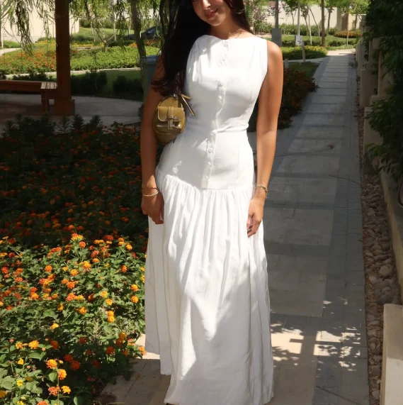 Customized O-neck Ankle Length Sleeveless Back Strap White Kate Middleton Dress Vestidos Para Bodas Mujer Invitada Evening Gown view 3