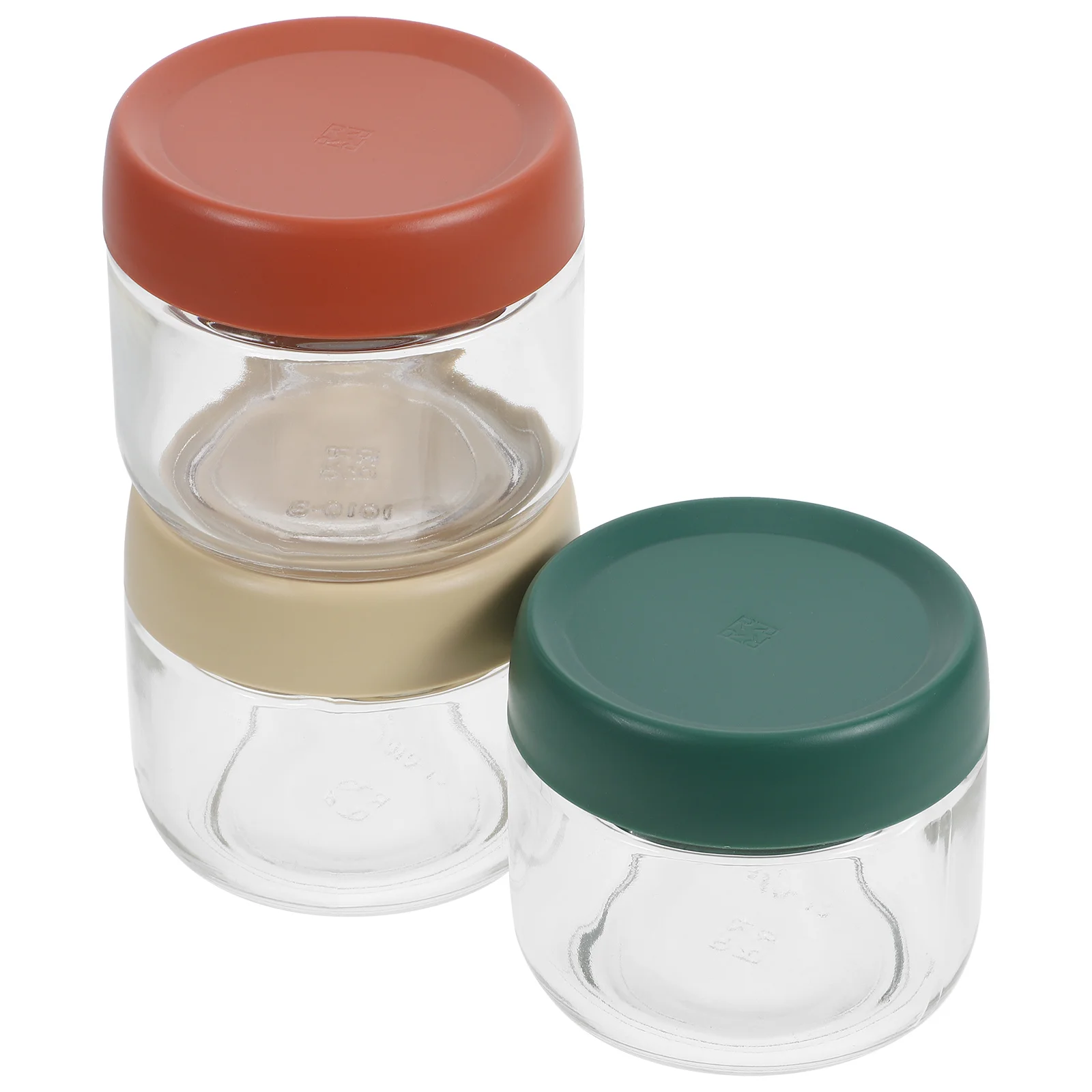 

3Pcs Baby Food Containers Glass Jars Small Containers Lids Stacking Storage Freshness Colors Baby Food Jars Small Glass Jar