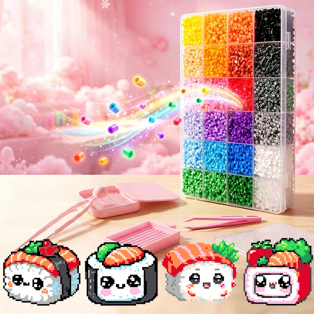2.6mm 24 Colors Hama Beads 3d Puzzle Art Diy Cartoon Sushi Pattern Pixel Art Supplies Fuse Beads With Tools