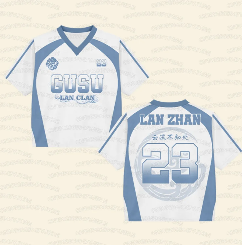 2026 Herren Damen MDZS Gusu Lan Zhan Wei Wuxian V-Ausschnitt Jersey Cosplay Fan T-Shirt Streetwear Kurzarm T-Shirt Oberteile – Detail 7
