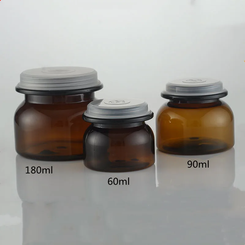 60/90/180ml Empty Tawny Plastic Jar Face Cream Jar Mask Jar Hair Mask Bottles Bath Salt Container Cosmetic Bottles