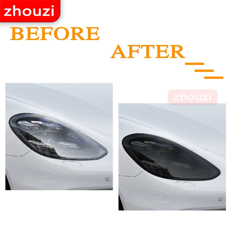 2 X For Porsche Panamera 971 2017 2018 2019 2020 2021 Car Headlight Tint Black Protective Film Taillight Transparent TPU Sticker