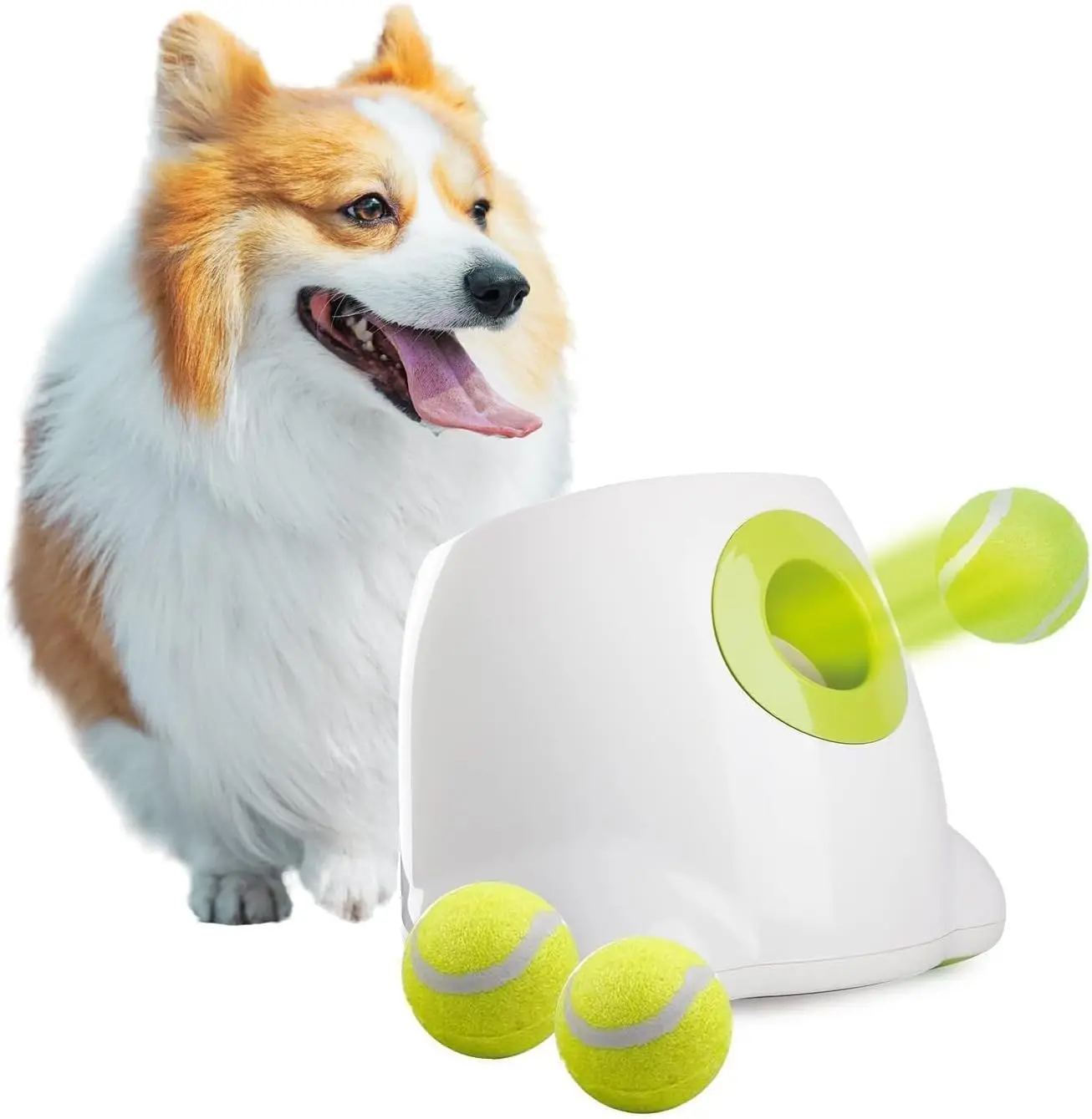 

Automatic Dog Ball Launcher, Interactive Fetch Toy for Small to Medium Dogs, Rechargeable Pet Thrower Machine with 3 Balls