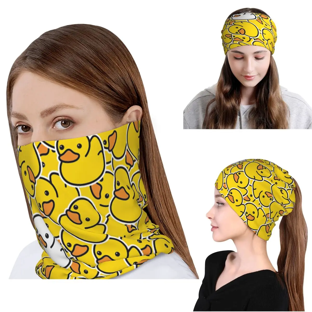 Gelbes Entenmuster Bandana Halstuch Maske Schal Warmes Stirnband Mütze für Männer Frauen Erwachsene Winter