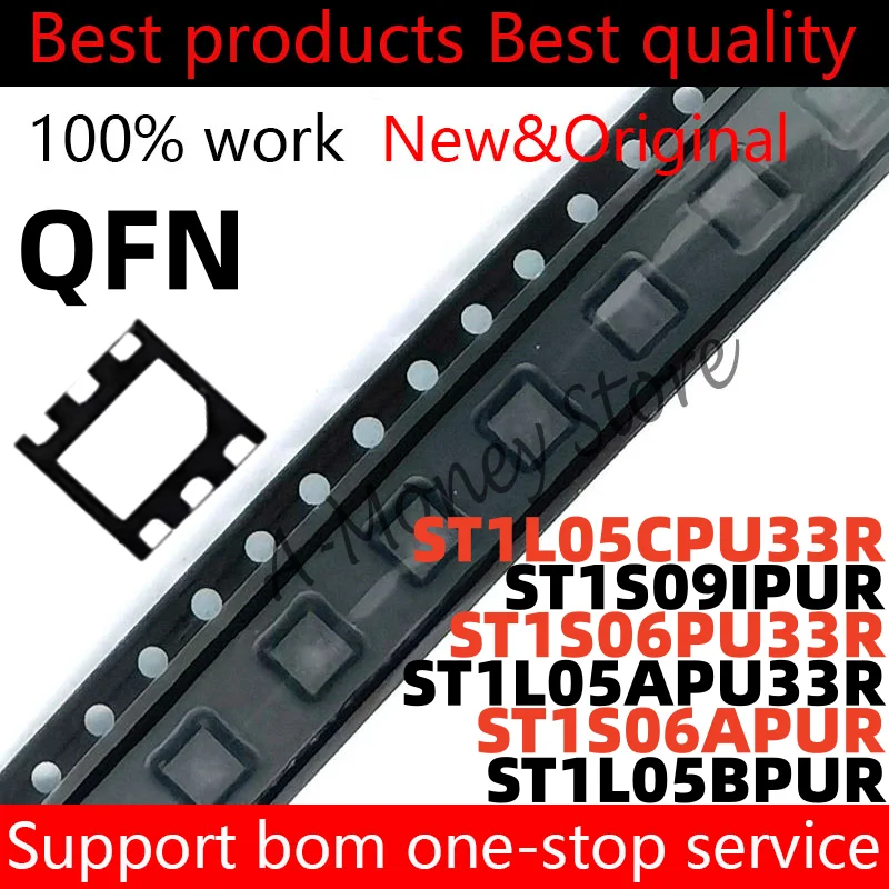 (5pcs)ST1S06PU33R ST1S09IPUR ST1L05BPUR ST1S06APUR ST1L05APU33R ST1L05CPU33R QFN-6