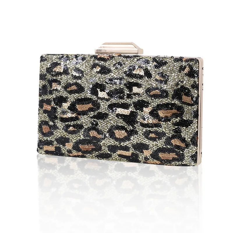 Luipaard Avondtassen Luxe Glitter Lovertjes Handtas Elegante Dames Vierkante Bruid Tas Groothandel Mode Damestasje Clutch