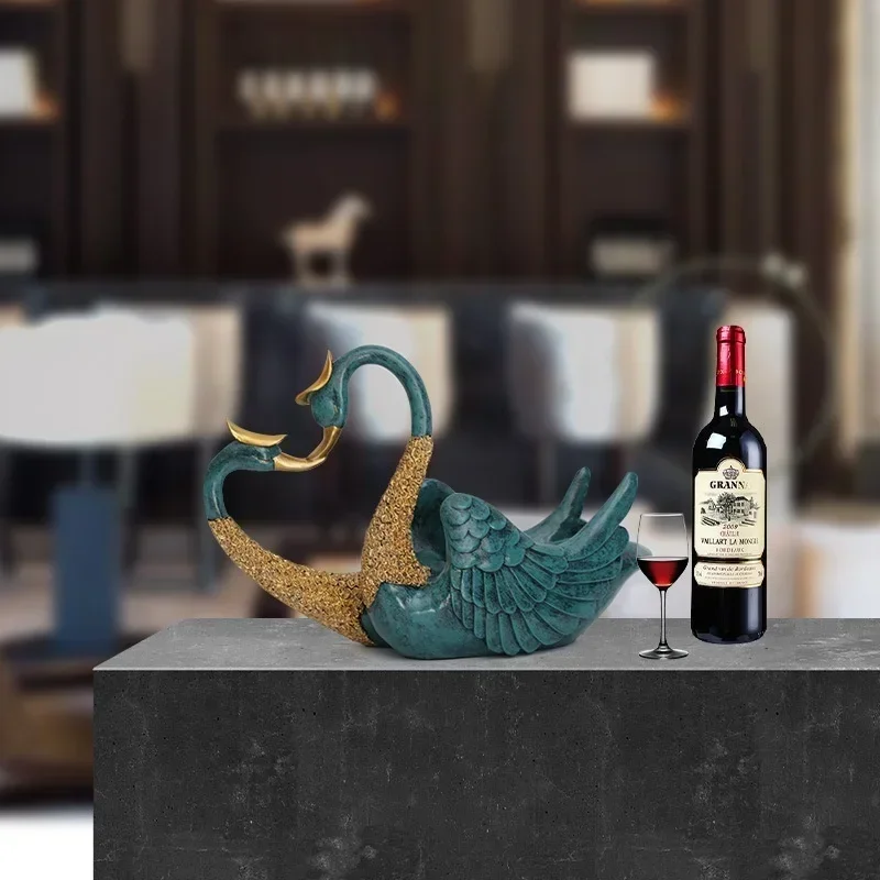 

Creative wine rack ornaments household living room wine cabinet decoration Swan bottle storage rack wine rack glass