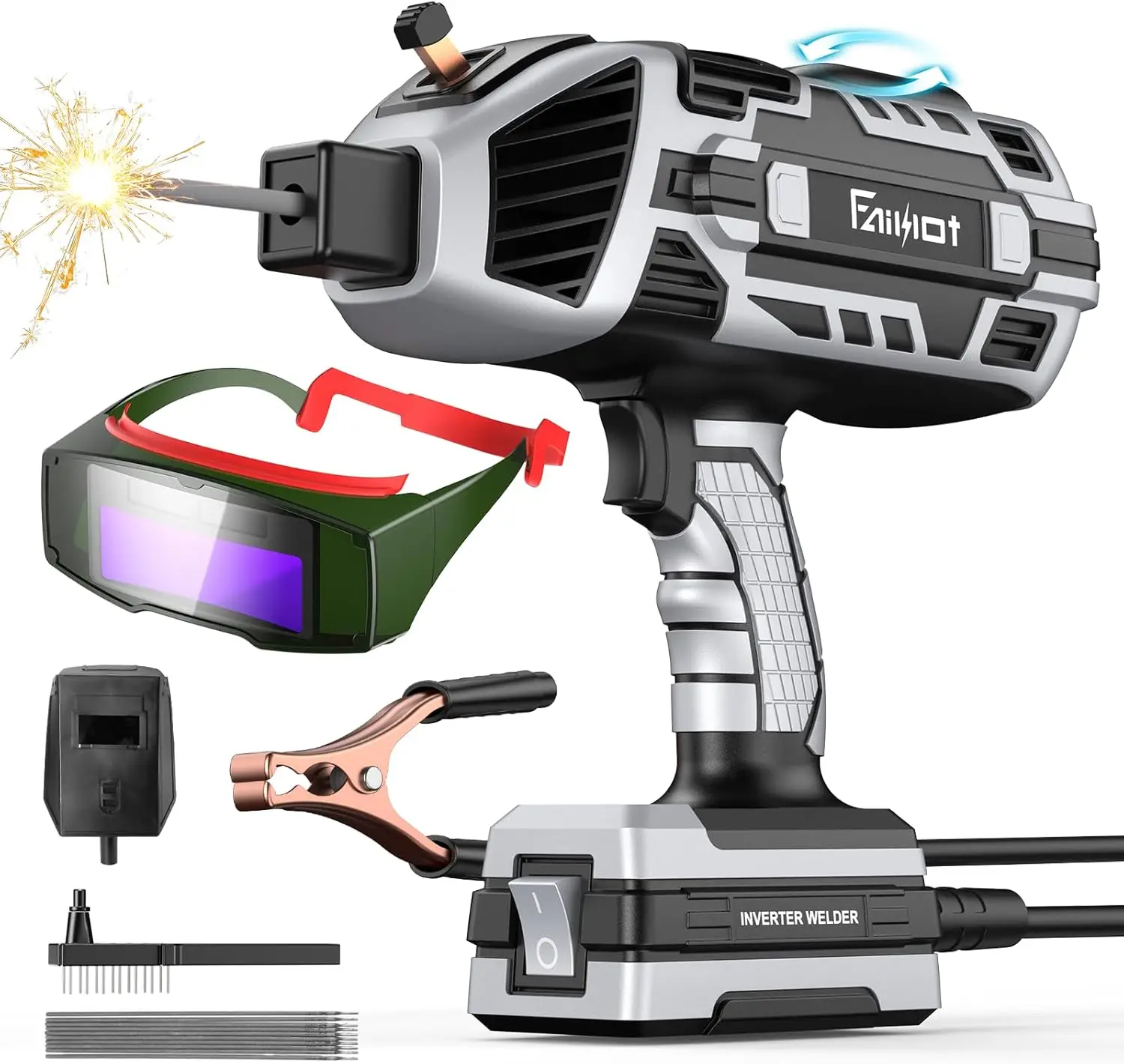 

Portable 110V ARC Welder with Auto Darkening Goggles, IGBT Inverter for DIY & Professional Use, Adjustable Current