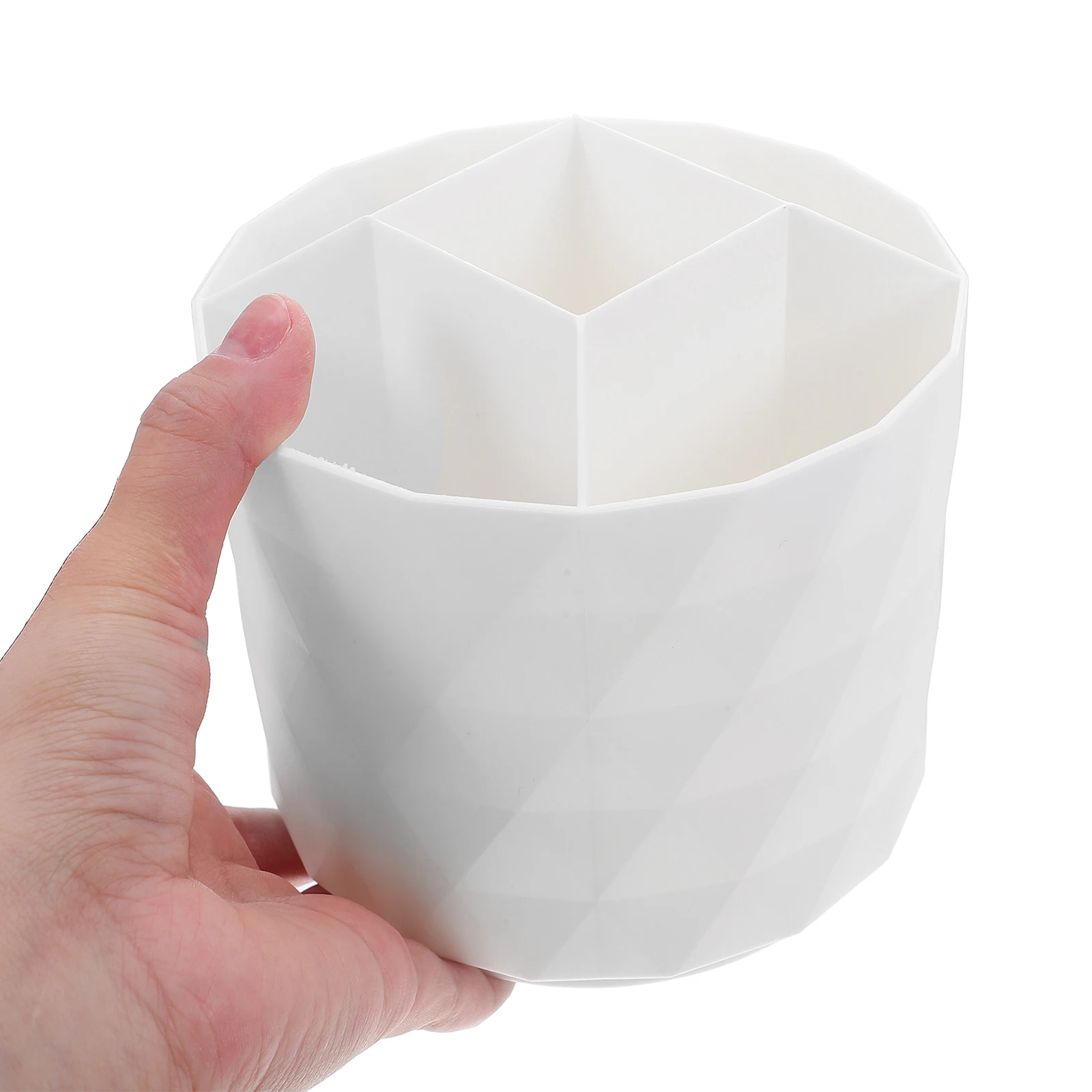 

2 Pcs Rotatable Storage Box Desktop Makeup Brush Holder and Organizer Container Countertop Case Plastic