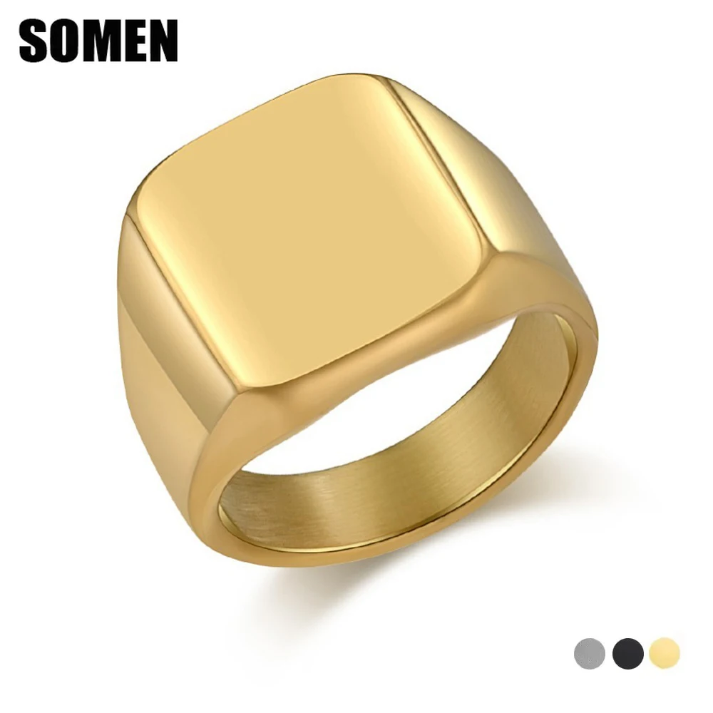 

Somen Signet Square Tungsten Carbide Ring For Men Smooth Wedding Band Engagement Rings Fashion Jewelry Anniversary Party Gifts