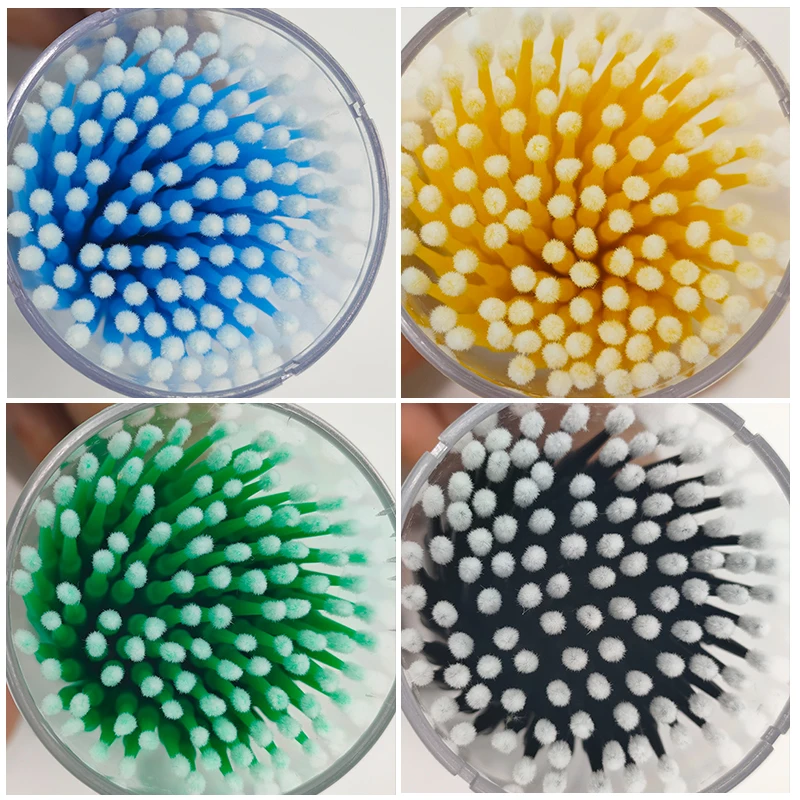 100 pçs escovas de limpeza de extensão de cílios com caso plástico cola de chicote remoção de cotonetes de limpeza spoolie em recipiente atacado