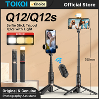 TOKQI Portable Tripod Phone Mount Extendable Selfie Stick with Remote for Huawei iPhone Xiaomi Phone Live, Optional Fill Light