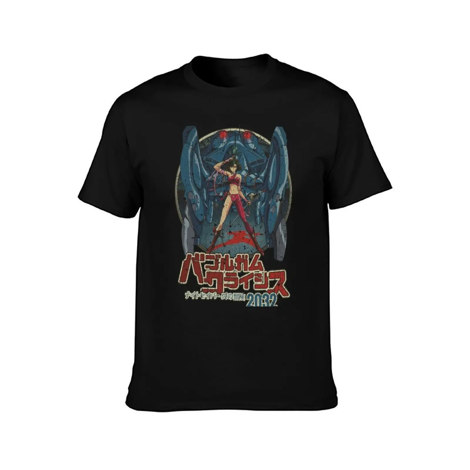Bubblegum Crisis T-Shirt, Summer Casual Cotton Tee, Oversized Streetwear Tops, Vintage Graphic Print, Loose Fit Short Sleeve