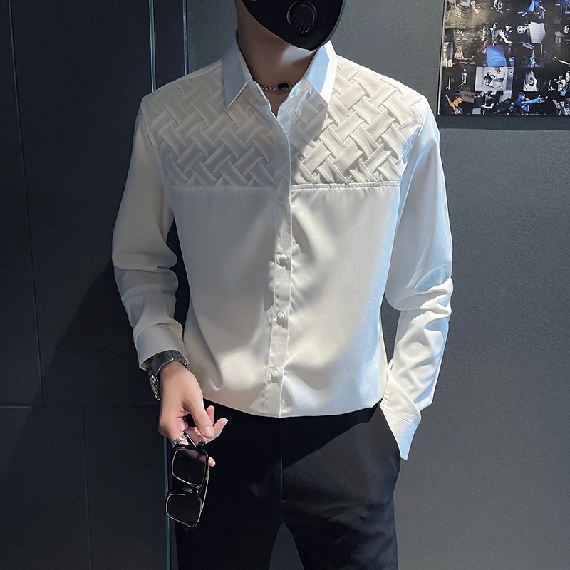 2024 Spring New Fashion Men's Long-sleeved Shirt Senior Sense Autumn Men's Casual Shirt Novelty Men's Top roupas masculinas