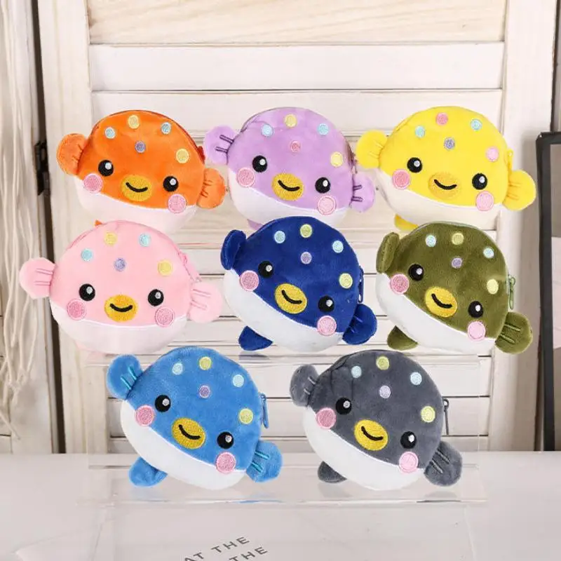 1Pcs Plush Zipper Coin Wallet Fashion Cute Pufferfish Mini Coin Purse Women's Small Change Bag Key Earphone Pouch