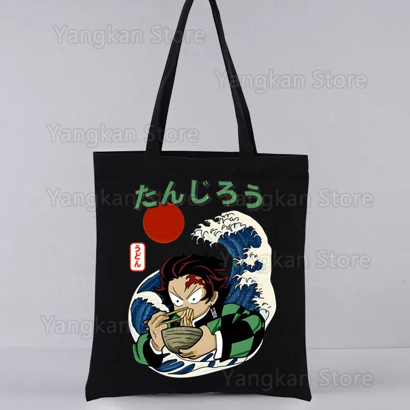 Nezuko Tanjirou Kamado Bags Canvas Tote Bag Printed Cartoon Reusable Cloth Bag Handbag Shoulder Bags Custom