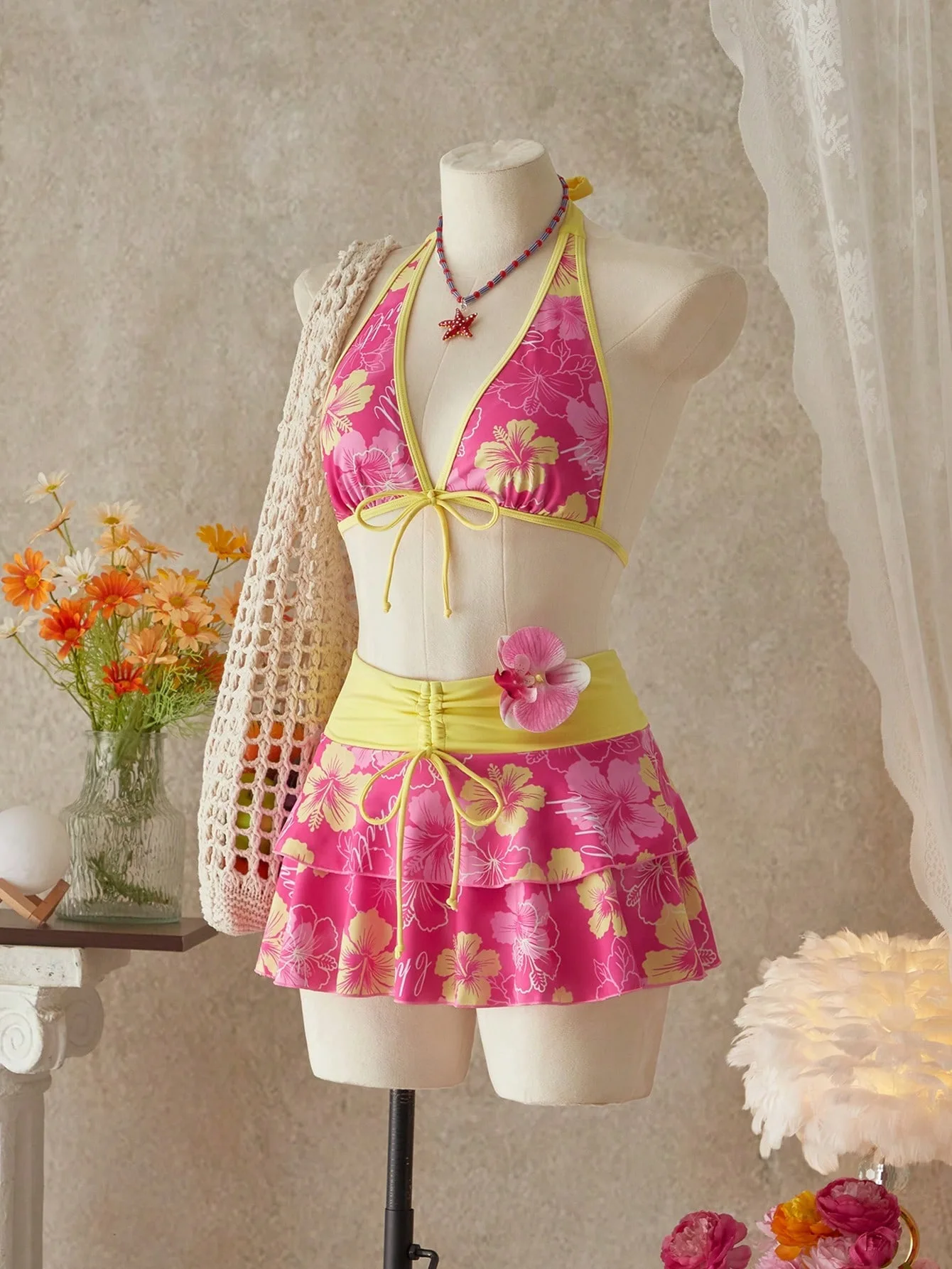 

Эксклюзивный женский купальник-бикини Sweetheart с кристаллами и цветочным принтом, роскошный тропический пляжный комплект