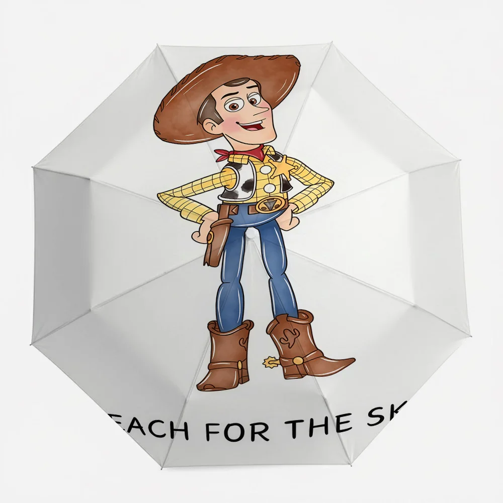 

Автоматический складной зонт Disney Toy Story с принтом Вуди-ковбоя "Reach for the Sky", ветрозащитный и водонепроницаемый дорожный зонт для детей