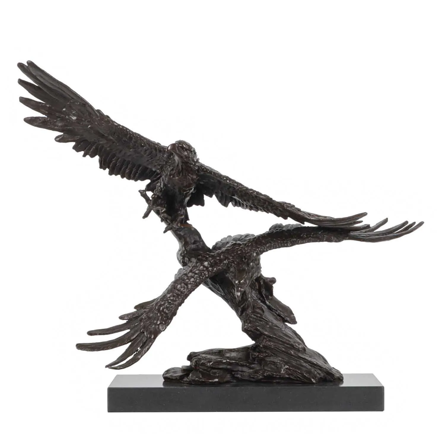 Bronze Couple Eagle Falcon Statue Animal Bird Sculpture Marble Base Gorgeous Home Office Decor Business Gift