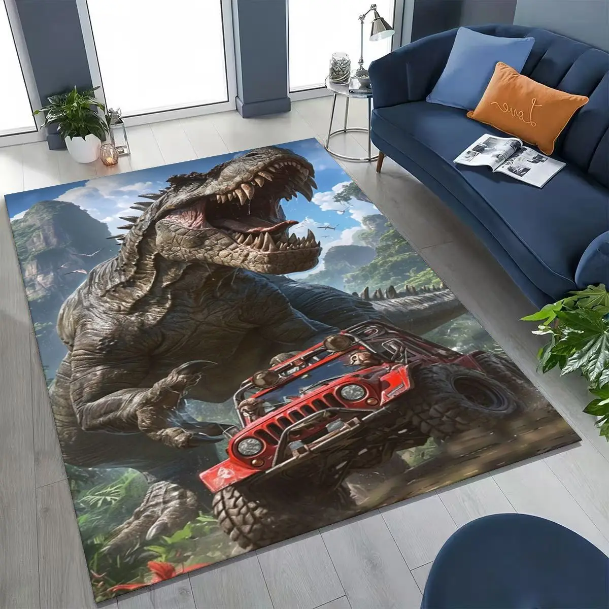 

Classic Jurassic Park Dinosaur Tyrannosaurus Rex Carpet Rug for Bedroom Living Room Sofa Home Doormat Decor,Non-slip Floor Mat