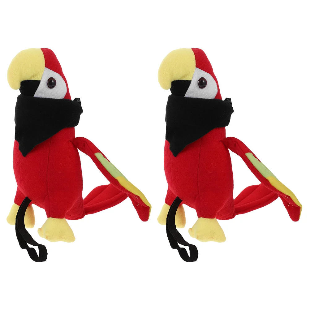 2 Sets Stuffed Parrot Shoulder Accessory Artificial Prop Pirate Halloween Costume Plush Model