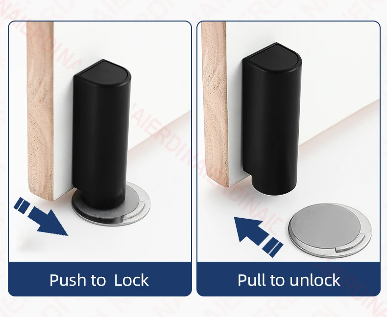 Naierdi magnetischer Tür stopper Edelstahl Hochleistungs-Tür stopper schwarzer nagel freier Tür saugt ür halter Türbeschläge – Detail 14