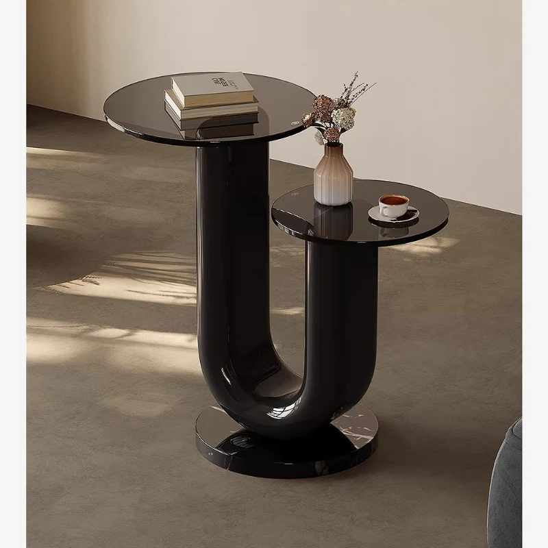 

Итальянский стиль, приставной столик из закаленного стекла, для гостиной, бытовой, в стиле лайт-люкс, высококачественный, приставной столик для дивана, маленький журнальный столик