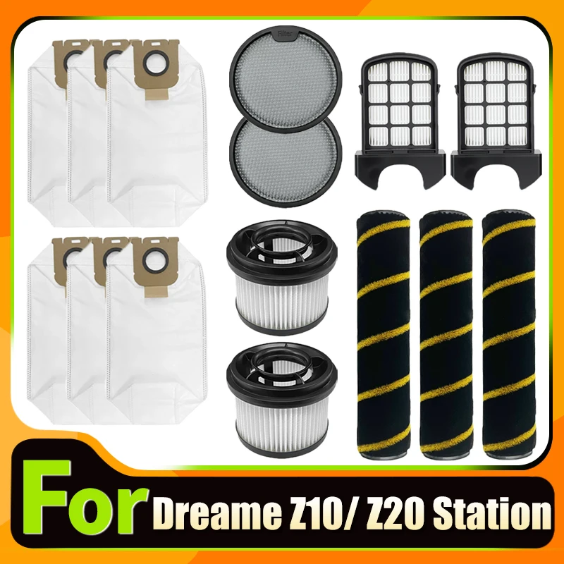 For Dreame Z10 Station / Z20 Station Robot Vacuum Front Rear Filters Roller Brush Dust Bag Household Accessories Spare Parts