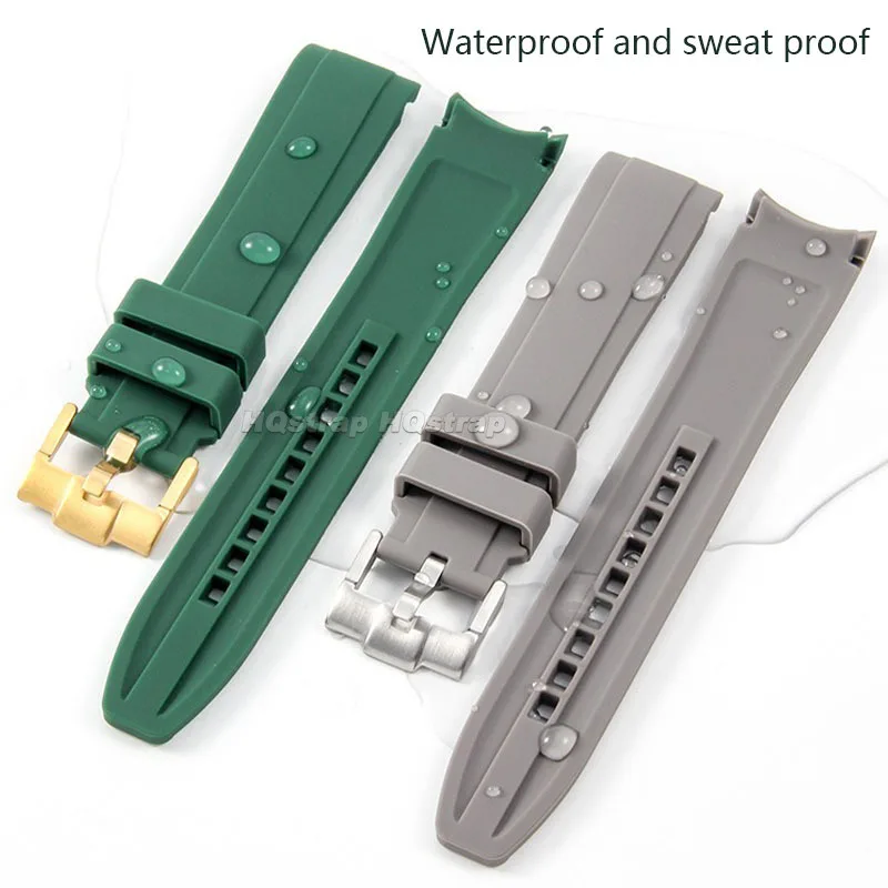 ゴム製時計バンド,湾曲したアークエンド,シリコンストラップ,防水,ソフト,ユニバーサル,オメガ用,ロレックス,スポーツ,20mm, 22mm