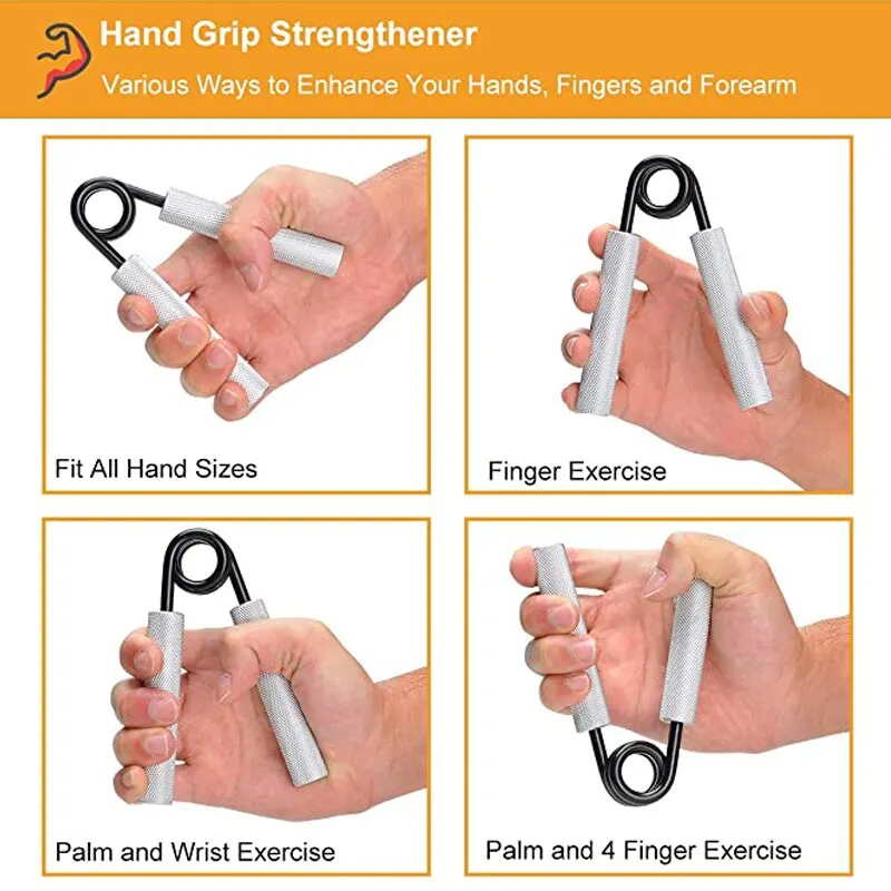 Aluminum Hand Grip Gym Fitness Finger Exerciser Arm Strength Trainer Muscle Recovery Rehabilitation Developer Gripper