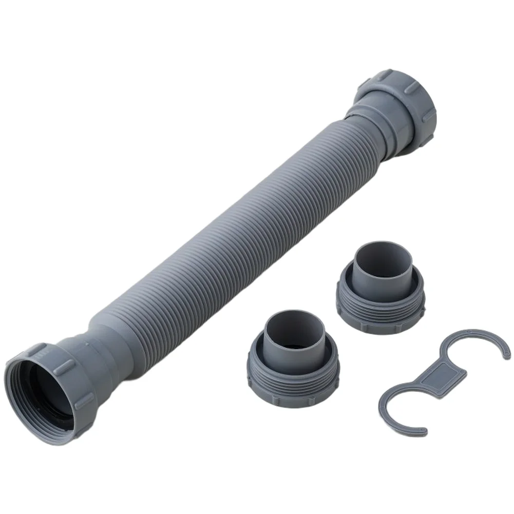 Dual Head Drain Pipe with G1-1/2 to G1-1/4 Adapter and Hook Converter for Sink Drain Systems Requiring Flexibility