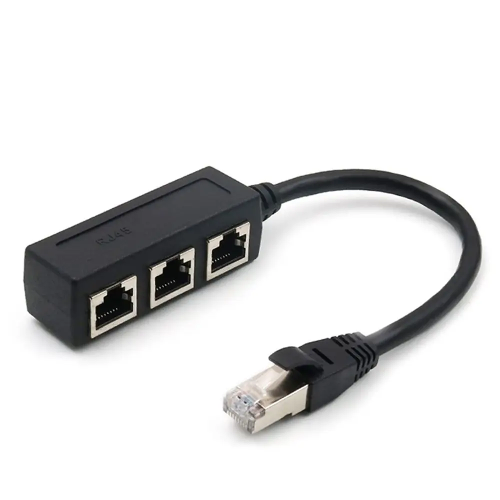 مقسم شبكة إيثرنت لان ، موصل RJ45 ، كابل محول موسع للشبكات ، 1 ذكر إلى 2 أنثى ، 3 في 1