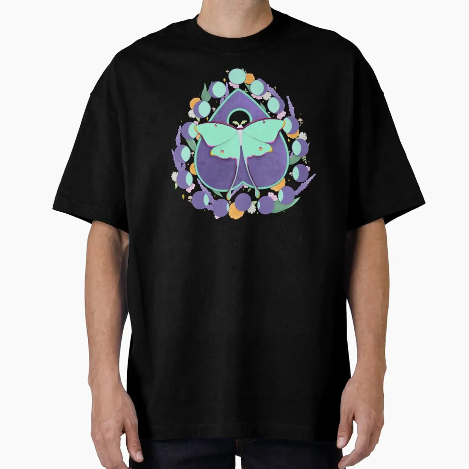 Lunar Moth Planchette designed and sold by HannahRaeArts vintage Washed Top For Everyday Wear homme fashion graphic Versatile