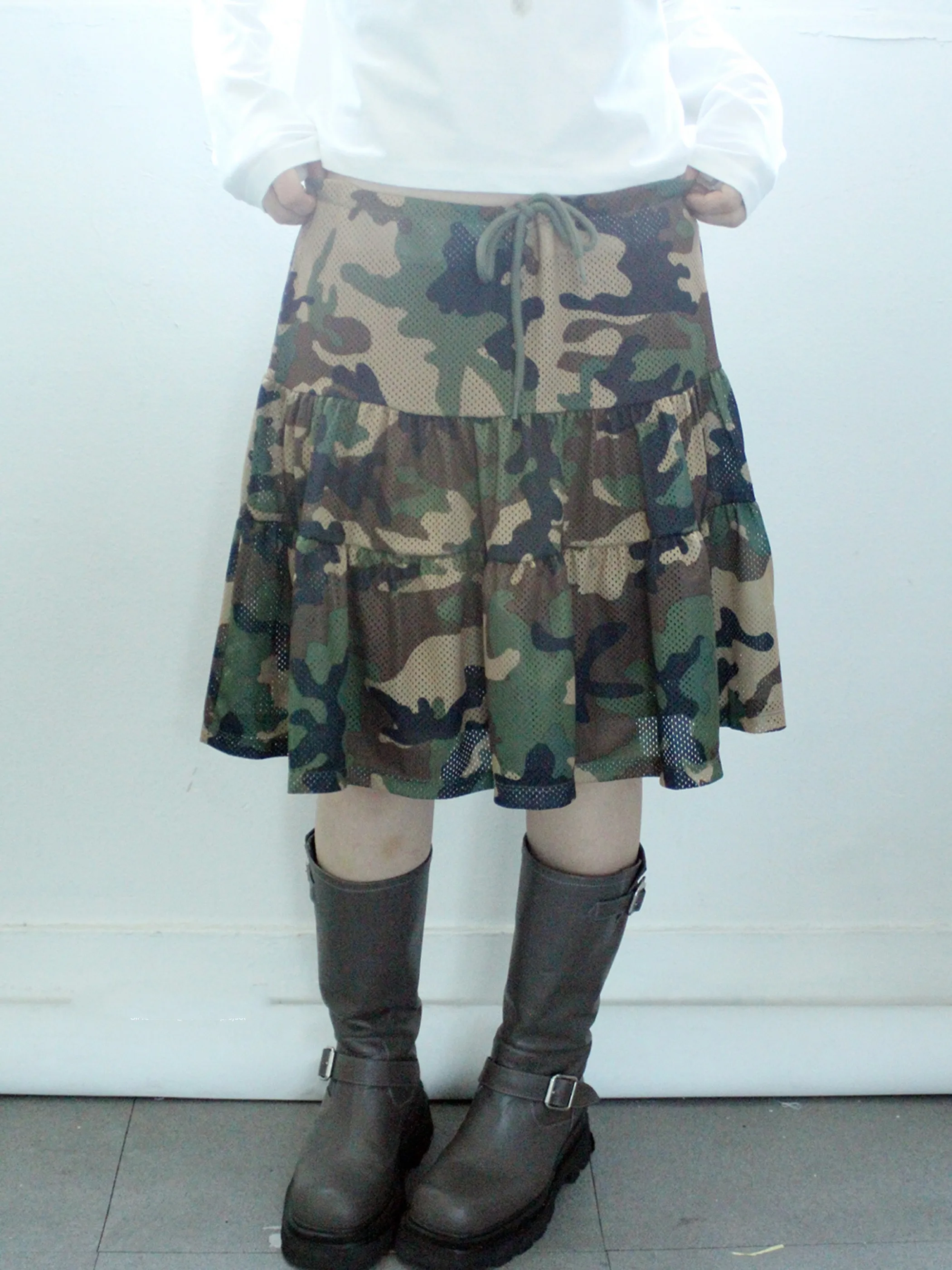 

Retro Japanese Sle Streetwear Soft Camouflage Me Midi Skirt Versatile High Waist Summer Cake Skirt for Young Women