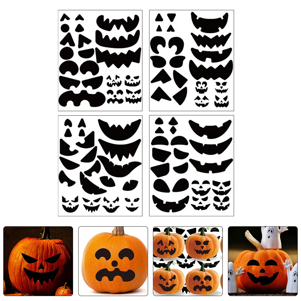 

Halloween Pumpkin Face Stickers Black Self Adhesive Vinyl Craft For Diy Decorating Kit Party Supplies Fade Resistant