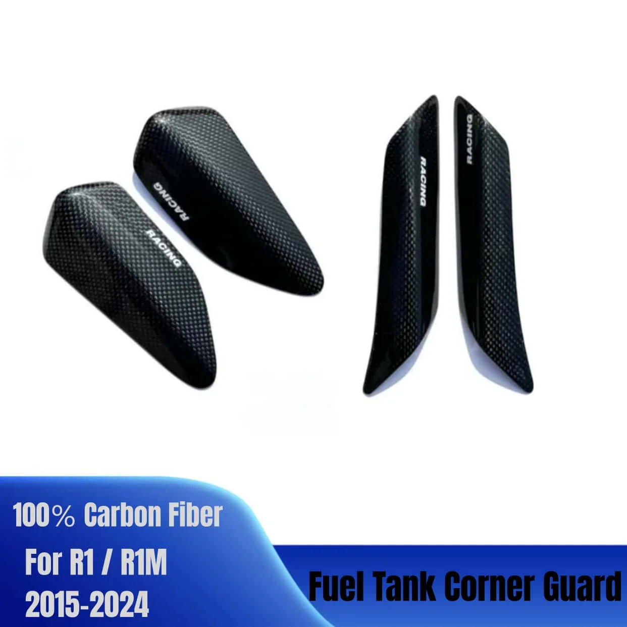 

For Yamaha R1 / R1M 2015-2023 2024 100％ Carbon Fiber Motorcycle Fuel tank corner guard and Tail Protection Trim Sliders