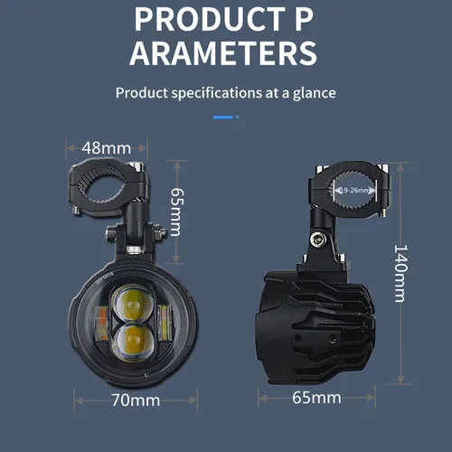 Imagen 2 del producto Luces antiniebla Led para motocicleta, lámpara de conducción auxiliar, focos para Moto, interruptor con cable de 100W, luces Led de doble Color para motocicleta