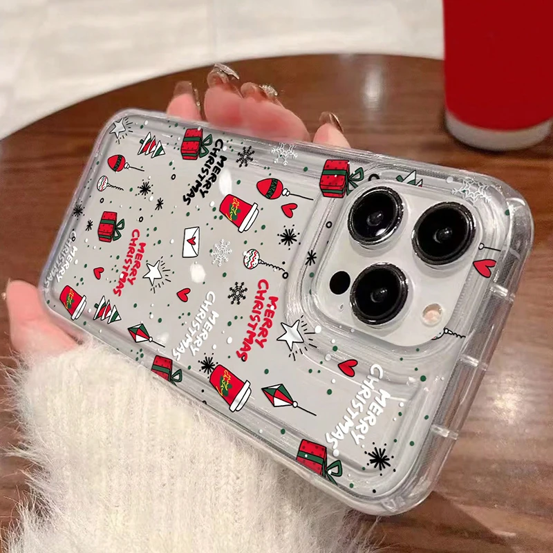 Christmas Pattern Print Clear Case For Samsung Galaxy A55 5G A54 A53 A52 A35 A34 A33 A15 S24 S23 Ultra S22 Plus S21 S20 FE Cover - náhled 6